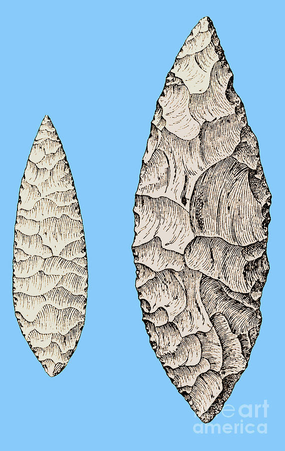 Leaf-shaped Flint Implements, Upper Photograph by Science Source
