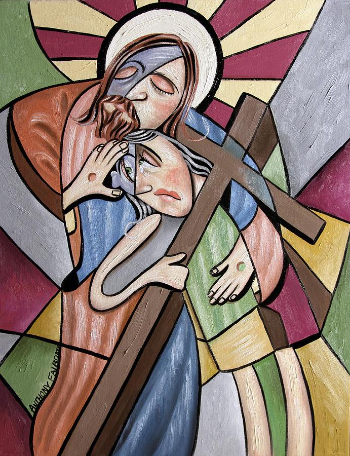 Jesus Christ Painting - Lean On Me by Anthony Falbo