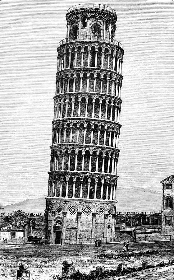 Leaning Tower of Pisa 1870 Drawing Photograph by Phil Cardamone