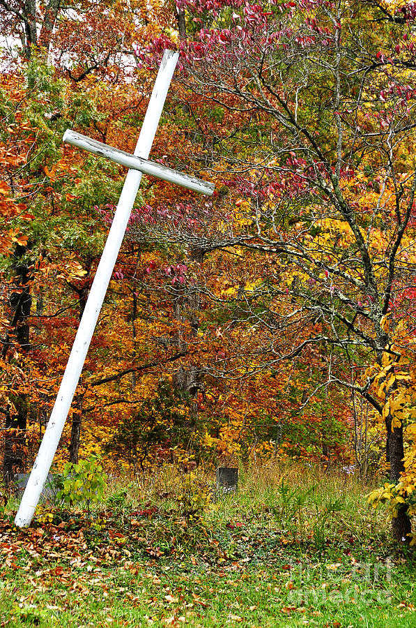 Leaning Cross and Gravestone Photograph by Thomas R Fletcher