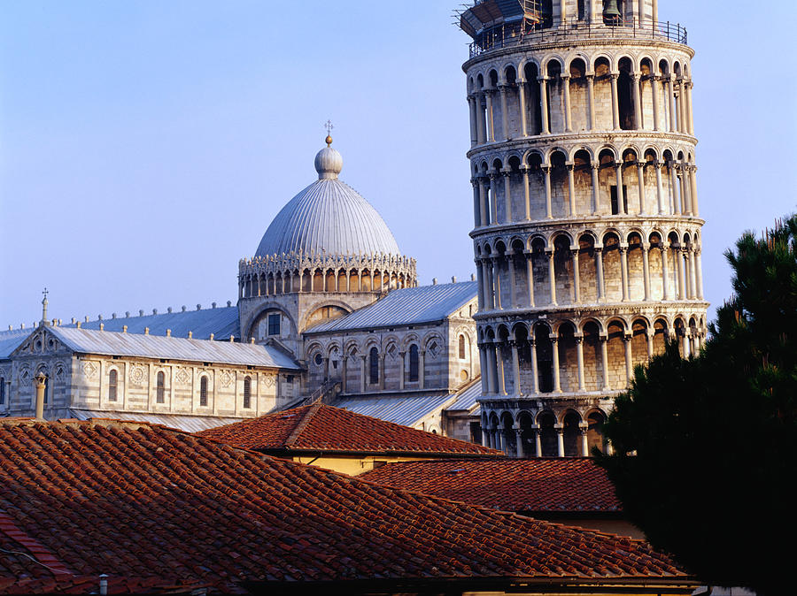 Leaning Tower and Duomo and roofs. Photograph by Ascent/PKS Media Inc.