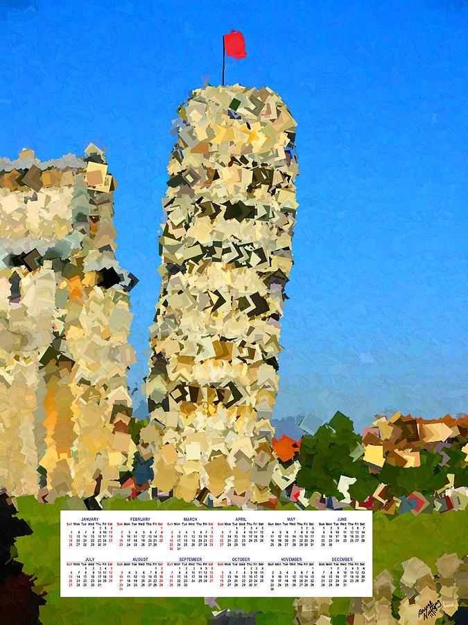 Leaning Tower of Pisa 2014 Calendar Painting by Bruce Nutting