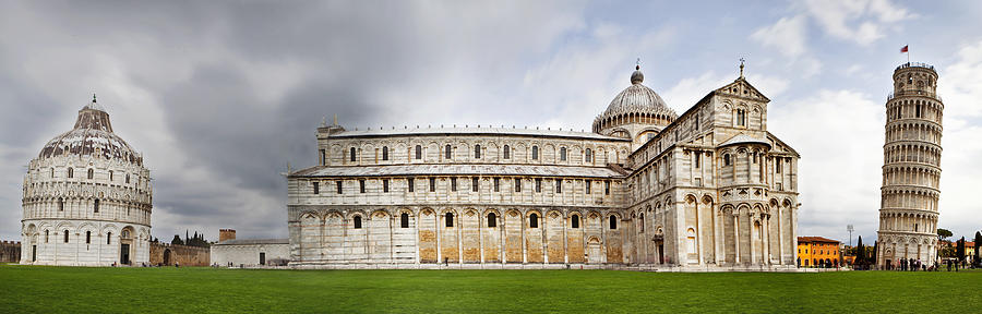 Romanesque Photograph - Leaning Tower of Pisa and Cathedral Square Panoramic by Good Focused