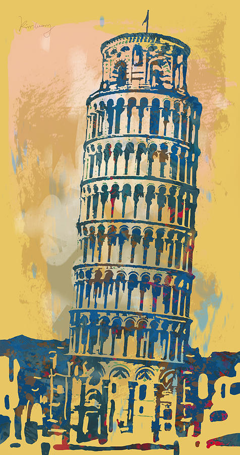Leaning Tower of Pisa  - pop stylised art poster   Drawing by Kim Wang