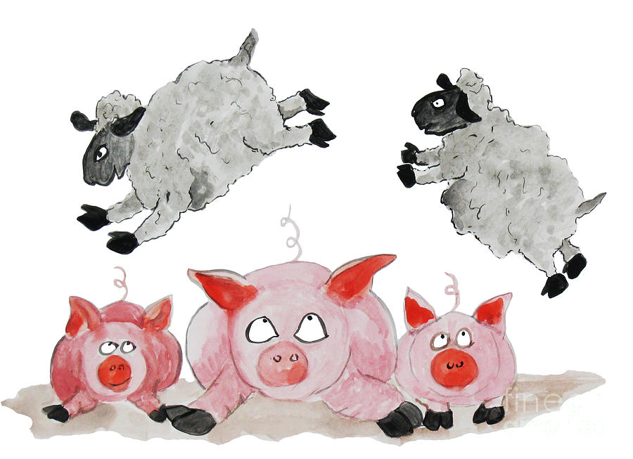 Leap Pig Painting by Ellen Miffitt