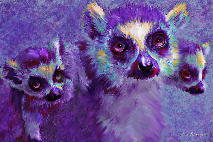 Leaping Lemurs Digital Art by Jane Schnetlage