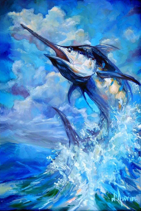 Leaping Marlin Painting by Tom Dauria