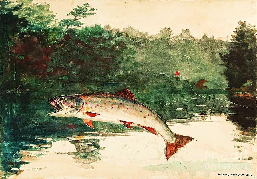 Leaping Trout Painting by Thea Recuerdo