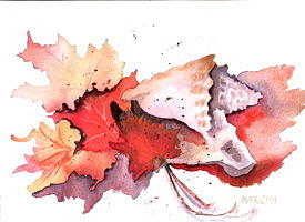 Leaves and Shells Painting by Marsha Woods