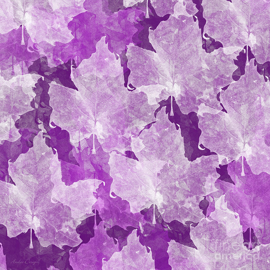 Leaves In Radiant Orchid Square Digital Art by Andee Design