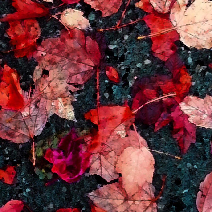 Leaves Red Mixed Media by Jade Knights