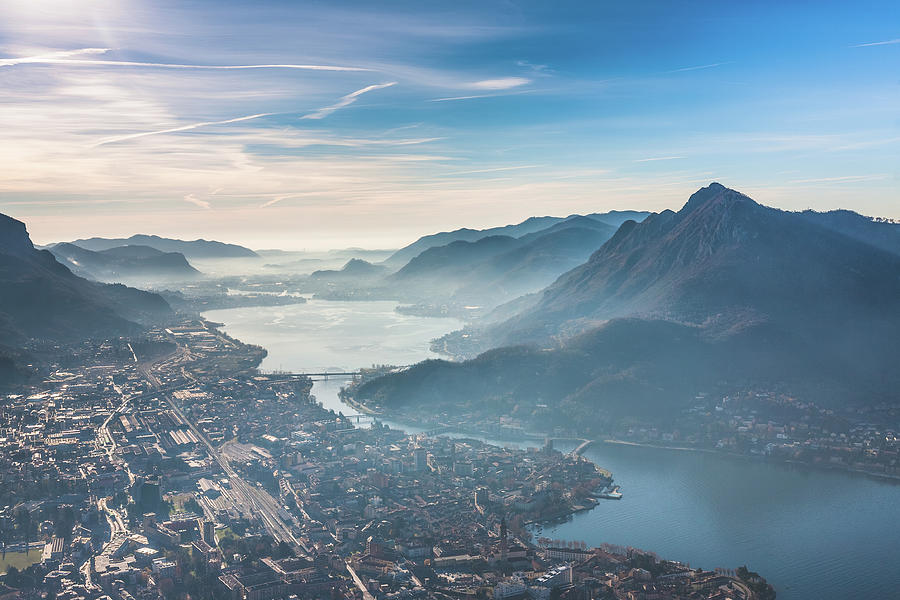Lecco Lake Aerial View, Como, Italy Photograph by Deimagine