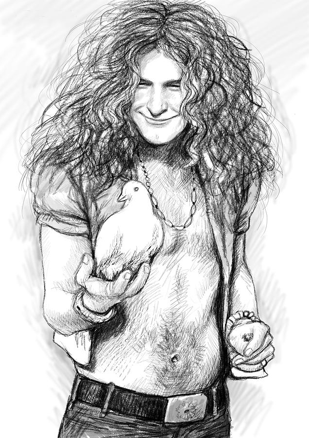 Jimmy Page  Lead Guitar of Led Zeppelin  Original Graphite Drawing by  Dean Huck  Rock n roll art Zeppelin art Led zeppelin art