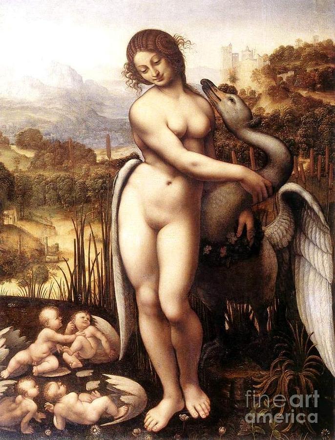 Leda and the Swan Painting by Thea Recuerdo