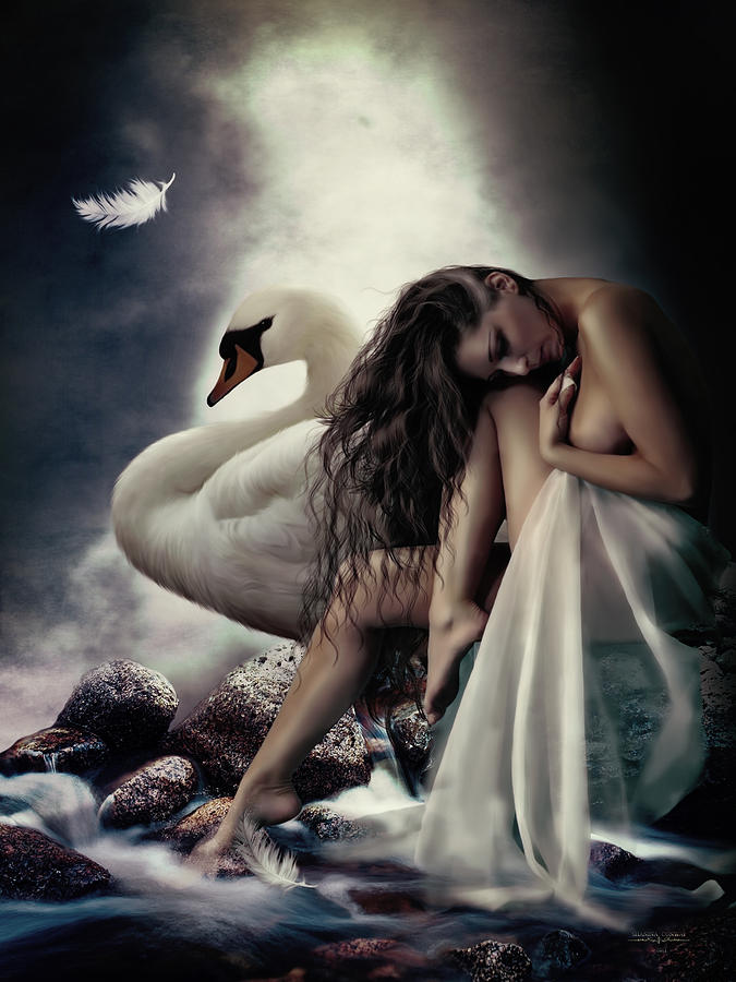 Leda and the Swan Digital Art by Shanina Conway