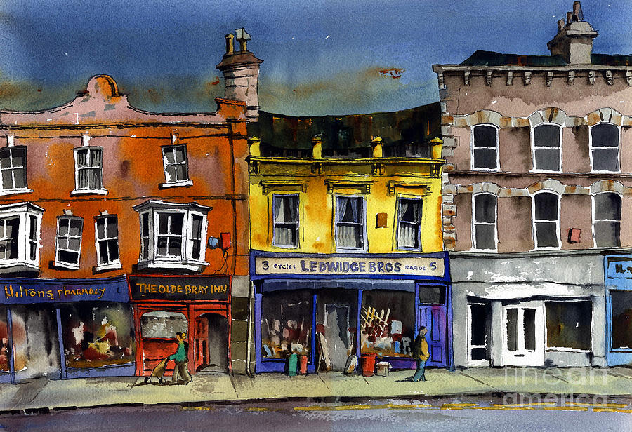 Ledwidges One Stop shop, Bray  Mixed Media by Val Byrne
