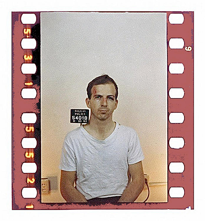 Lee Harvey Oswald in an official mug shot Dallas Police department November 1963. Photograph by David Lee Guss