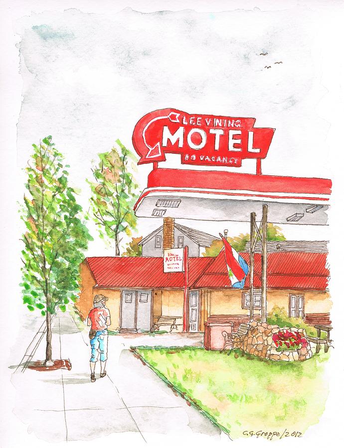 Lee Vining Motel in Lee Vining - California Painting by Carlos G Groppa