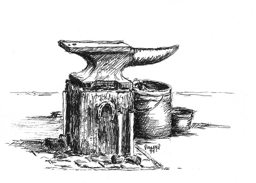 Lee's Anvil Drawing by Sam Sidders