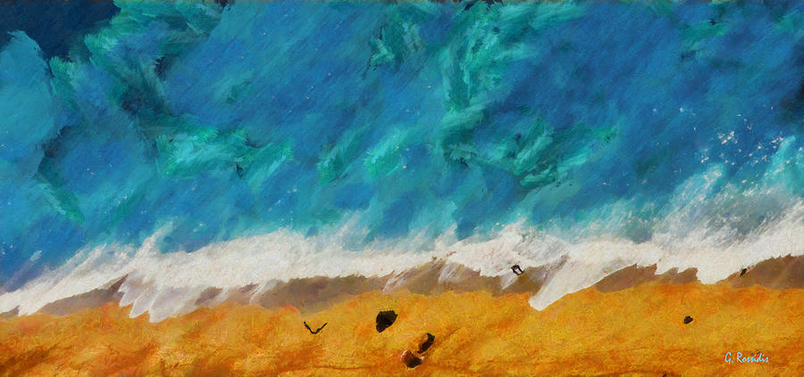 Lefkada beach Painting by George Rossidis