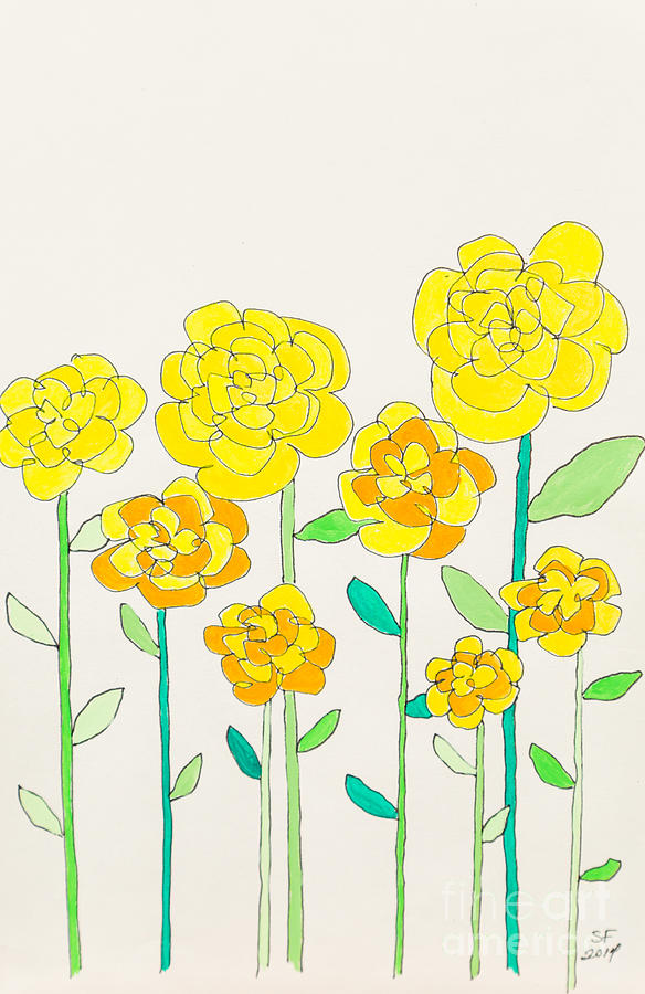 Left handed Garden - yellow Painting by Stefanie Forck