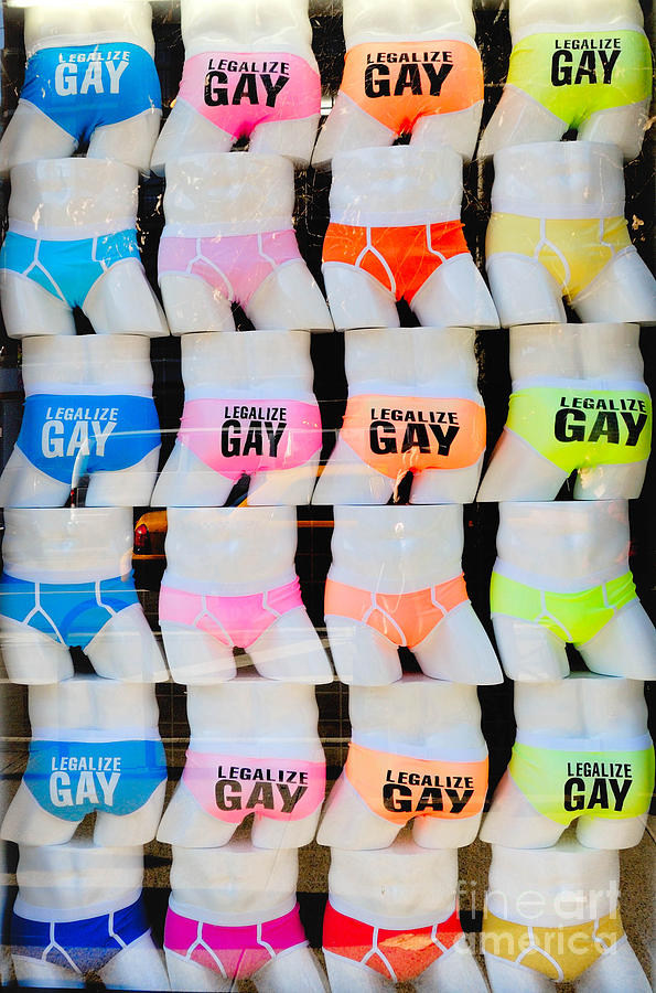 Butt Photograph - Legalize Gay on Mens Briefs in Shop Window by Amy Cicconi