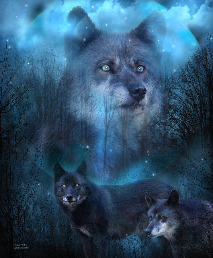 Legend Of The Blue Wolf Mixed Media by Carol Cavalaris