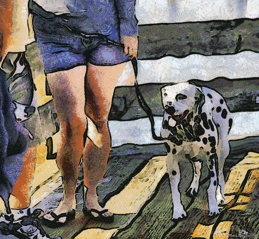 Leggy Girl And Dog Spot Digital Art by Barbara Snyder