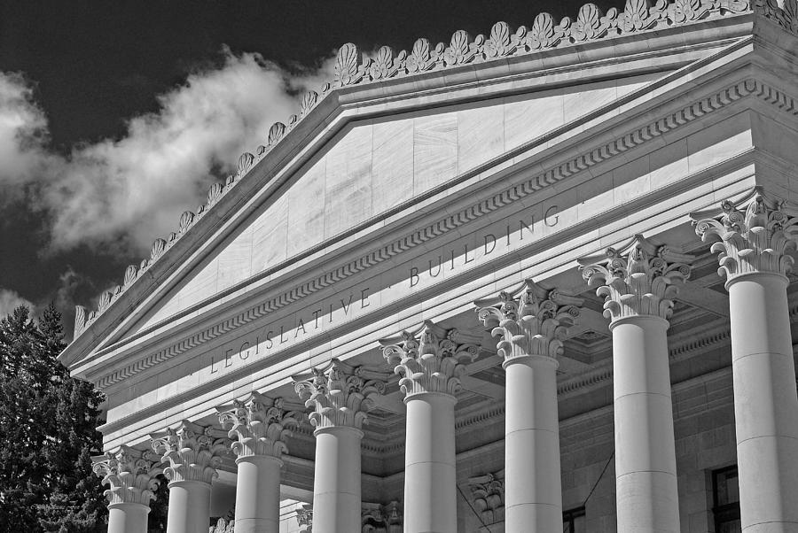 Legislative Building in B W - Olympia Washington Photograph by Connie Fox