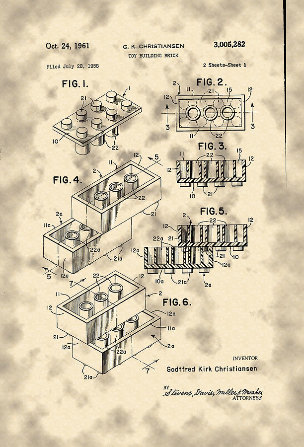 Lego Brick Patent Photograph by Michael Porchik