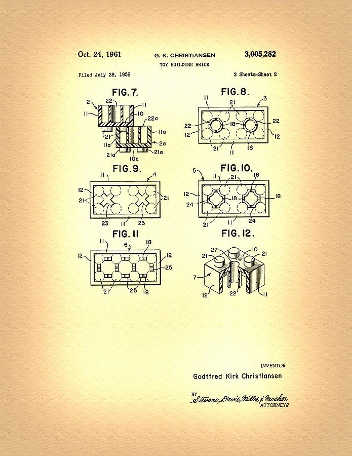 Lego Cube Patent  Photograph by Michael Porchik