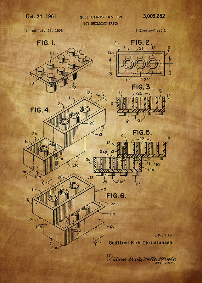 Lego Toy Building Brick Patent  Photograph by Chris Smith