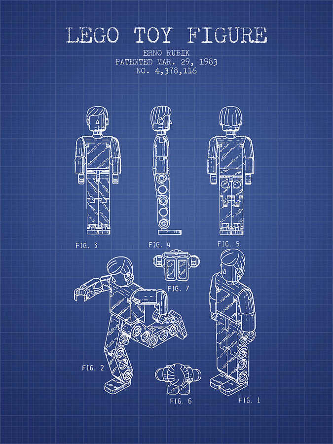 Legoman Jouet Figure Patent Impression Art Poster Blueprint 8.5 x 11 Blueprint