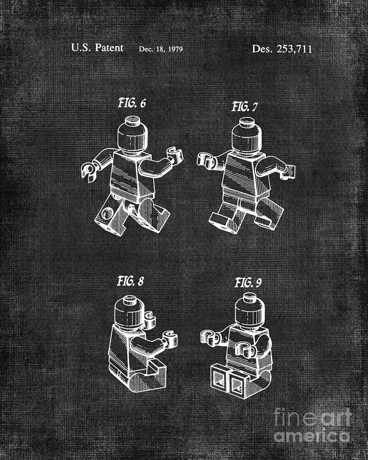 Vintage Digital Art - Lego Toy Figures Patent by Edit Voros
