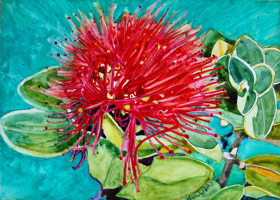 Lehua Blossom Painting by Terry Holliday