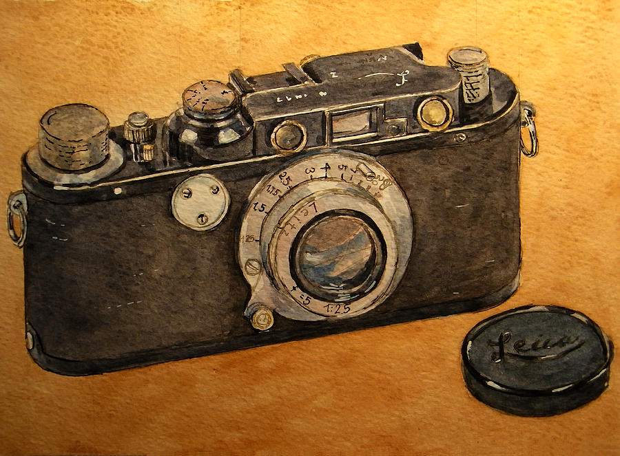 Camera Painting - Leica II camera by Juan  Bosco