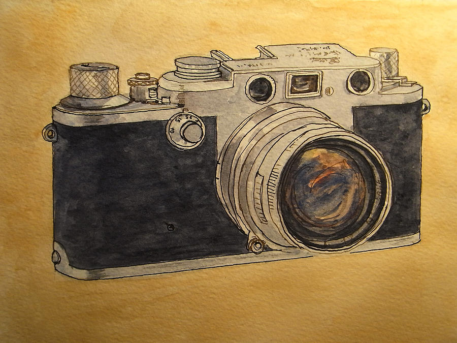 Camera Painting - Leica IIIf by Juan  Bosco