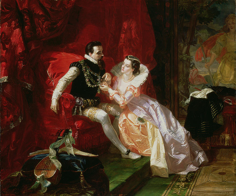 Leicester And Amy Robsart At Cumnor Painting by Edward Matthew Ward