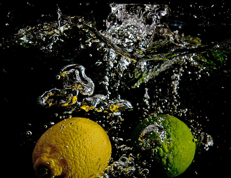 Lemon and Lime Splash Digital Art by John Hoey