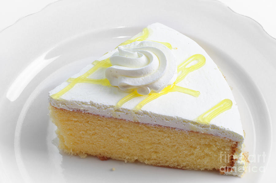 Cake Photograph - Lemon Chiffon Cake Slice by Andee Design
