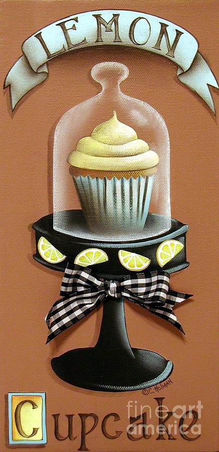 Lemon Cupcake Painting by Catherine Holman