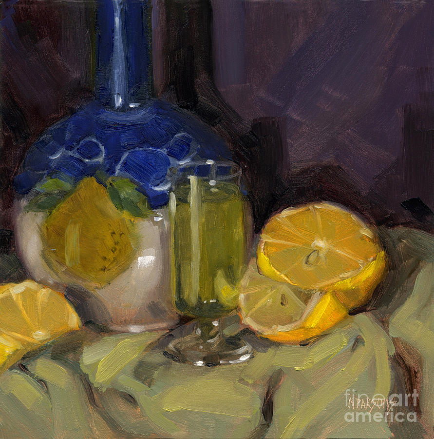 Lemon Painting - Lemon Light by Nancy  Parsons