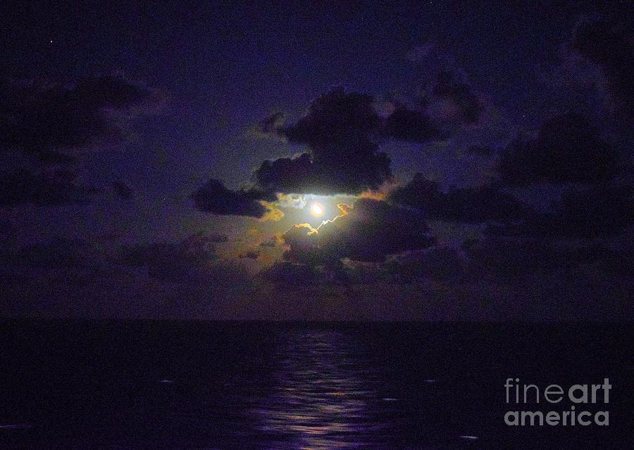 Lemon Quarter Moon over Ocean Photograph by Janette Boyd