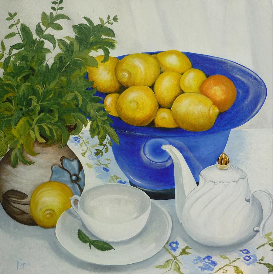 Lemon Tea Painting by Helen Syron