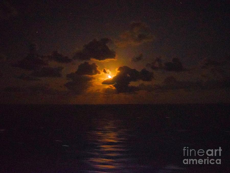 Lemon Wedge of Moon over Caribbean Photograph by Janette Boyd