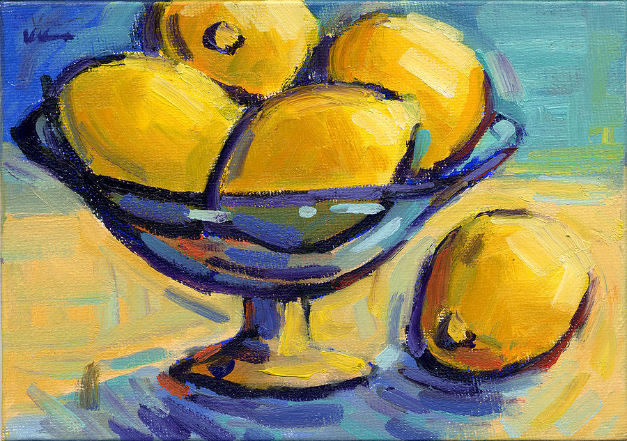 Lemons 2 Painting by Konnie Kim