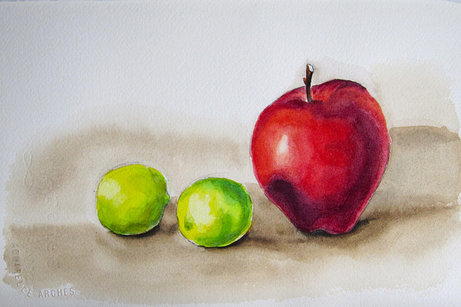 Lemons And Apple. Painting
