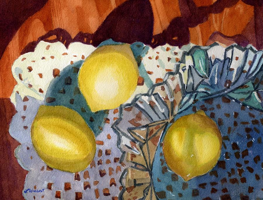 Lemons and Glass Painting by Lynne Reichhart