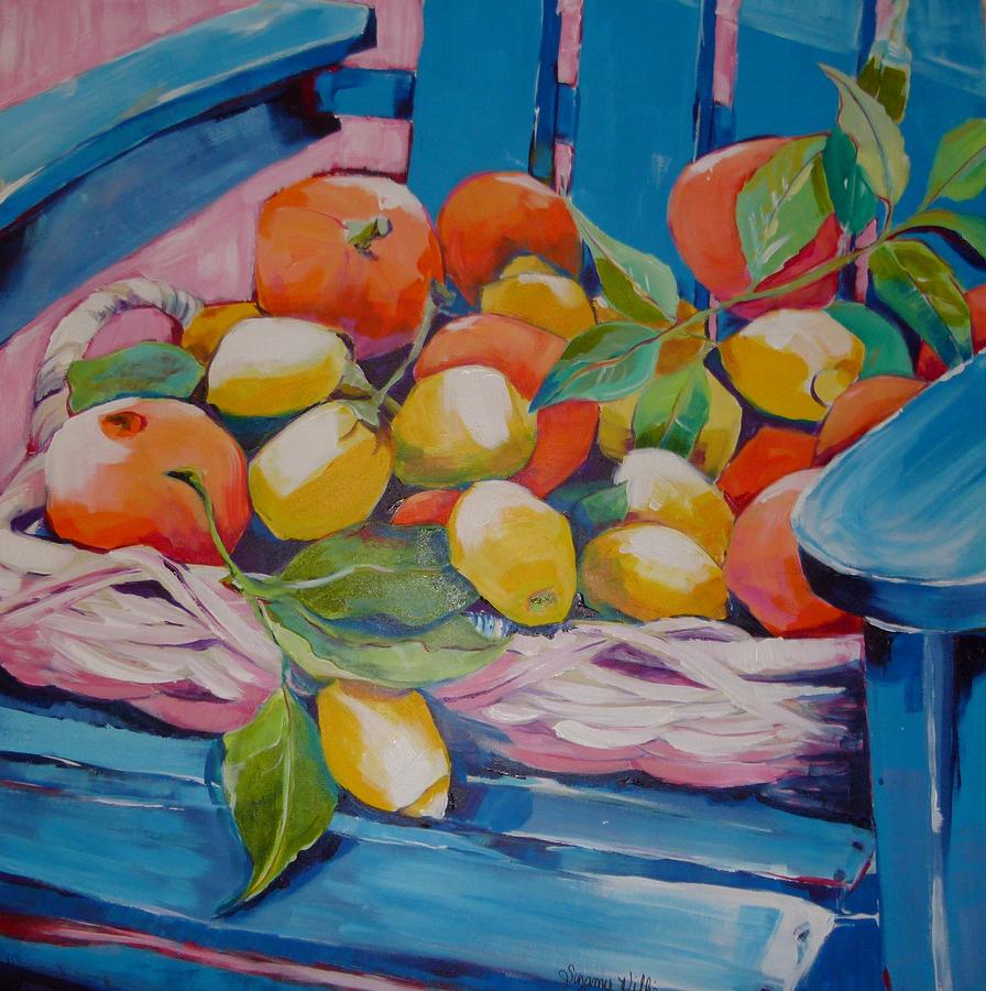 Orange Pitcher with Fruit Painting by Suzanne Willis - Pixels