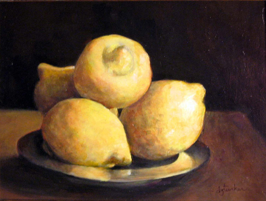 Lemons Painting by Donna Tucker